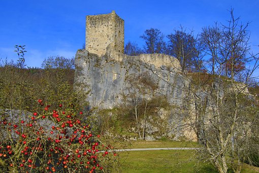 Ruin, Efterår, Vinter, Klippe, Slot