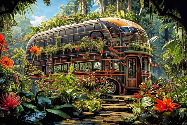 Free bus double decker bus jungle illustration