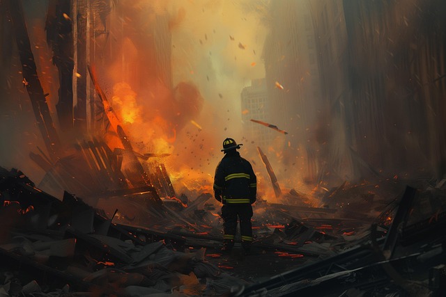 Free ai generated ruins flames illustration