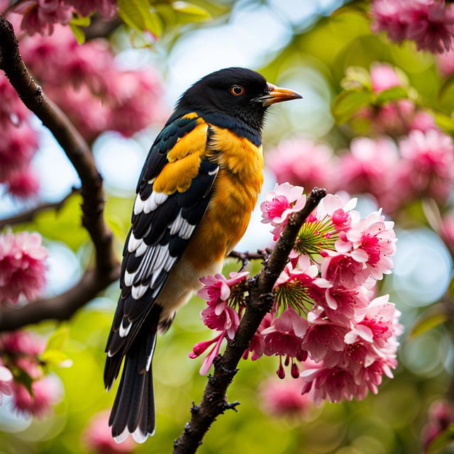 Free ai generated bird cherry blossom illustration