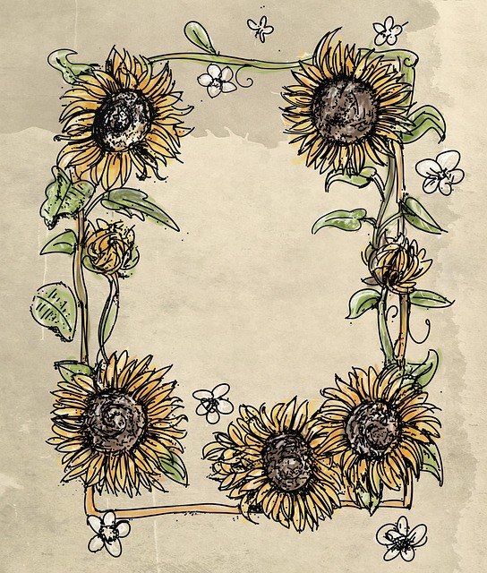 Free sunflowers flowers frame illustration