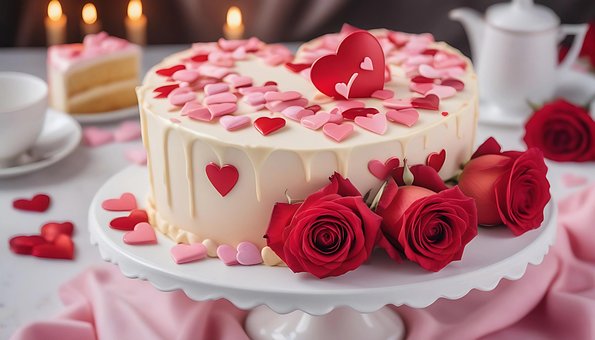 Blomst, Valentines, Kake, Dessert, Rose
