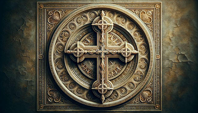 Free path to salvation embossed cross sacred cross illustration