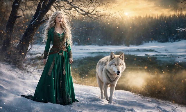 Free ai generated woman wolf illustration