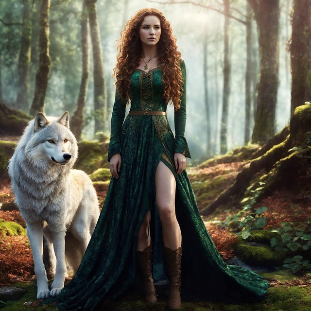 Free ai generated woman wolf illustration