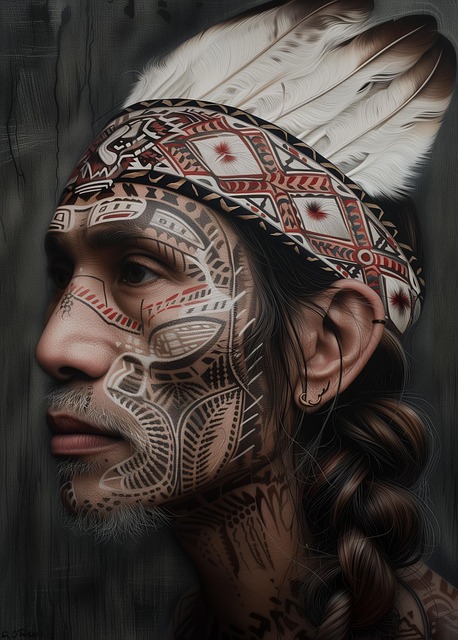 Free ai generated indigenous face paint illustration