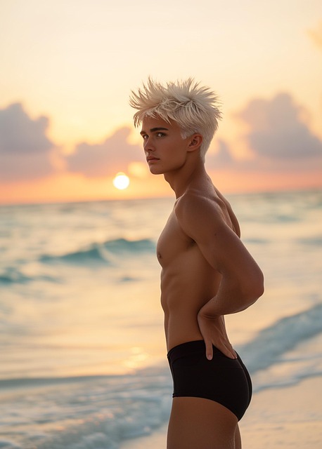 Free ai generated man beach illustration