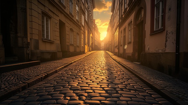 Free ai generated street sunrise illustration
