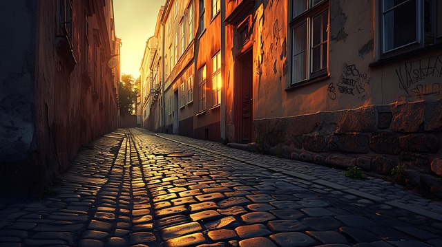 Free ai generated street sunrise illustration