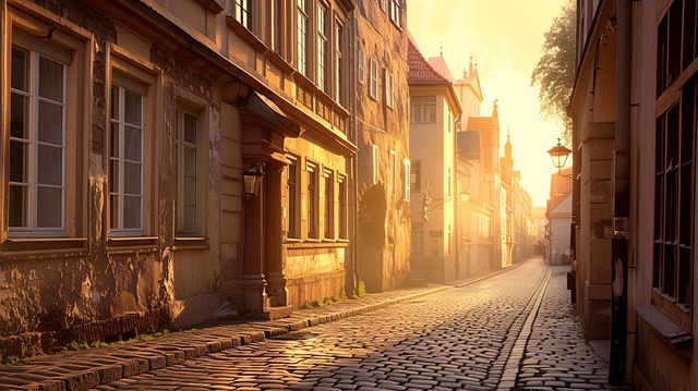 Free sunrise cobblestone historic illustration