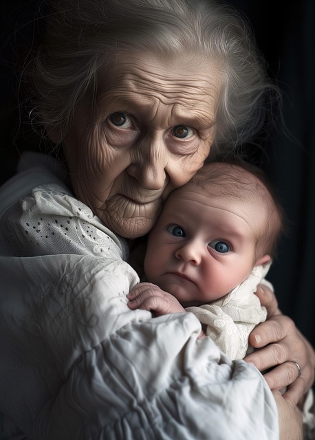 Free ai generated grandmother infant illustration