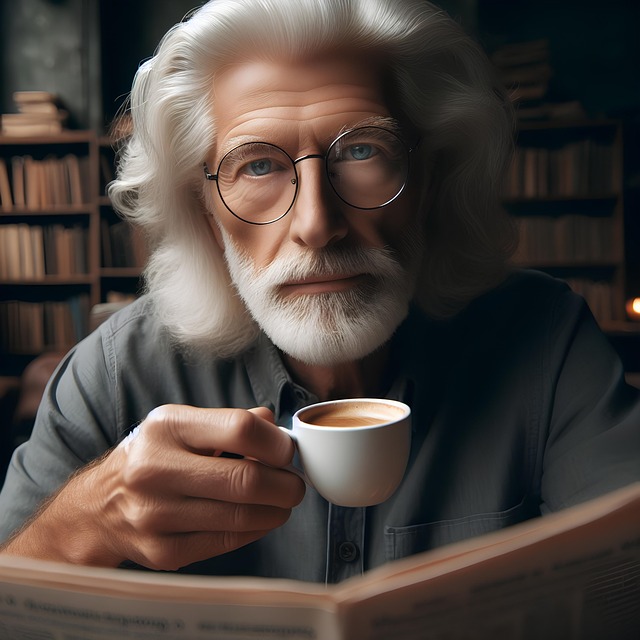 Free ai generated old man reading illustration
