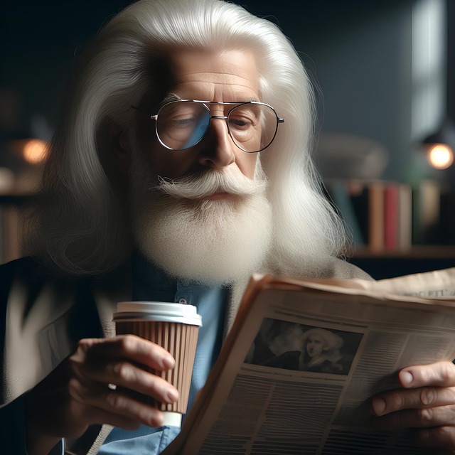 Free ai generated old man reading illustration