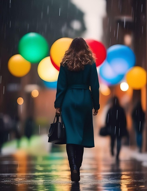 Ai Gerado, Mulher, Chuva, Fêmea, Rua