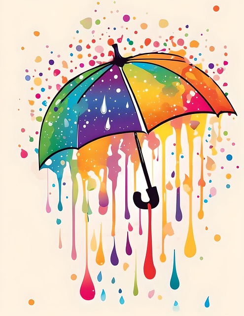 Chuva, Guarda-Chuva, Pintar, Gotas, Agua