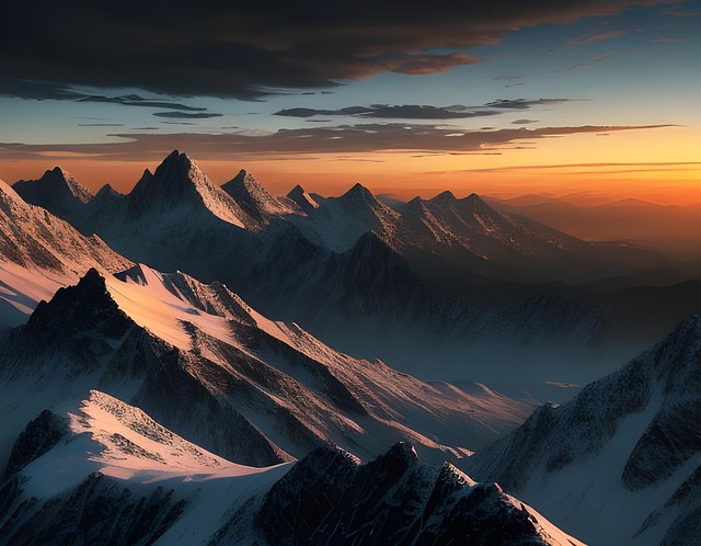 Download free HD stock image of Ai Generated Mountains Free ai generated mountains sunset illustration