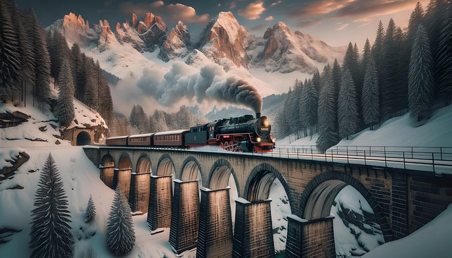 Free ai generated train bridge illustration