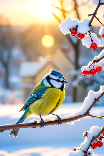 Download free HD stock image of Ai Generated Bird Free ai generated bird red berries illustration