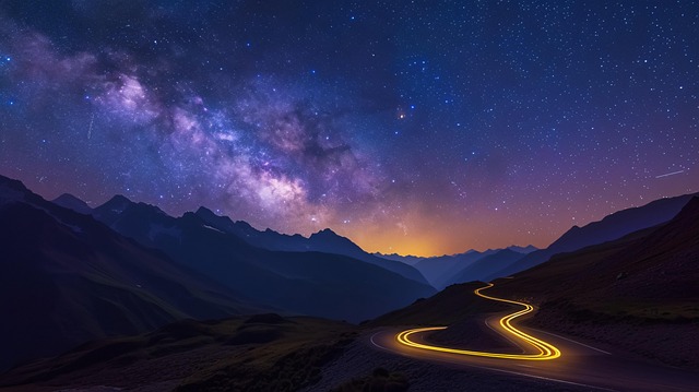 Free ai generated road milky way illustration