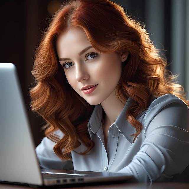 Free ai generated woman laptop illustration