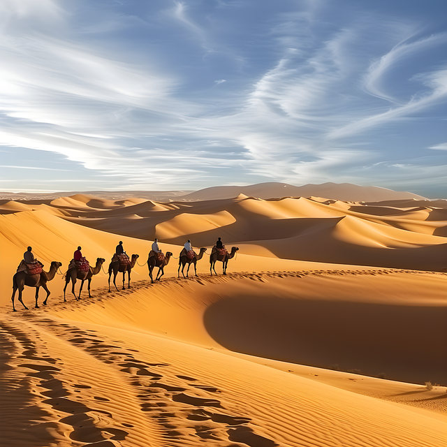 Free ai generated caravan camels illustration
