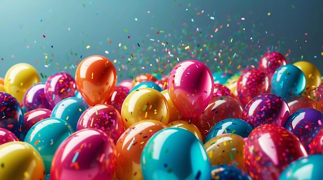 Ai Generiert, Ballons, Konfetti, Bänder