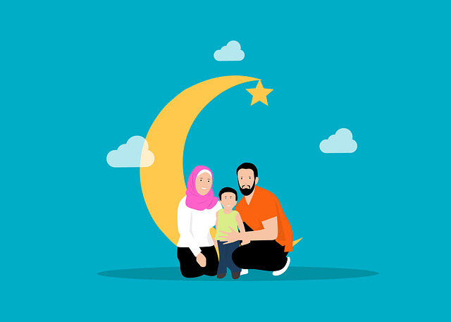Free family muslim moon vector