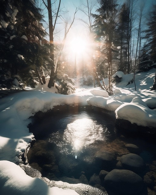 Montanha, Lago, Neve, Ai Gerado, Inverno