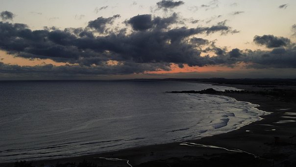 Strand, Antenne, Drone, Aften