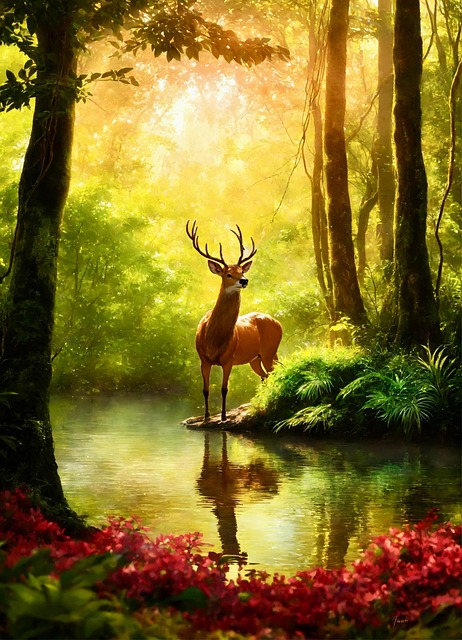 Free ai generated buck deer illustration