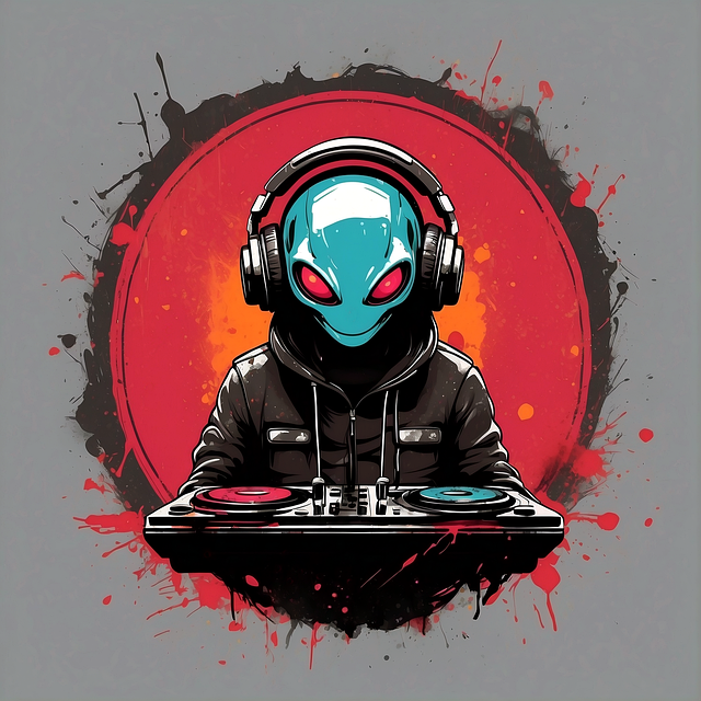 Free ai generated alien dj illustration