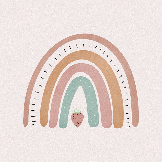 Free strawberry rainbow poster illustration