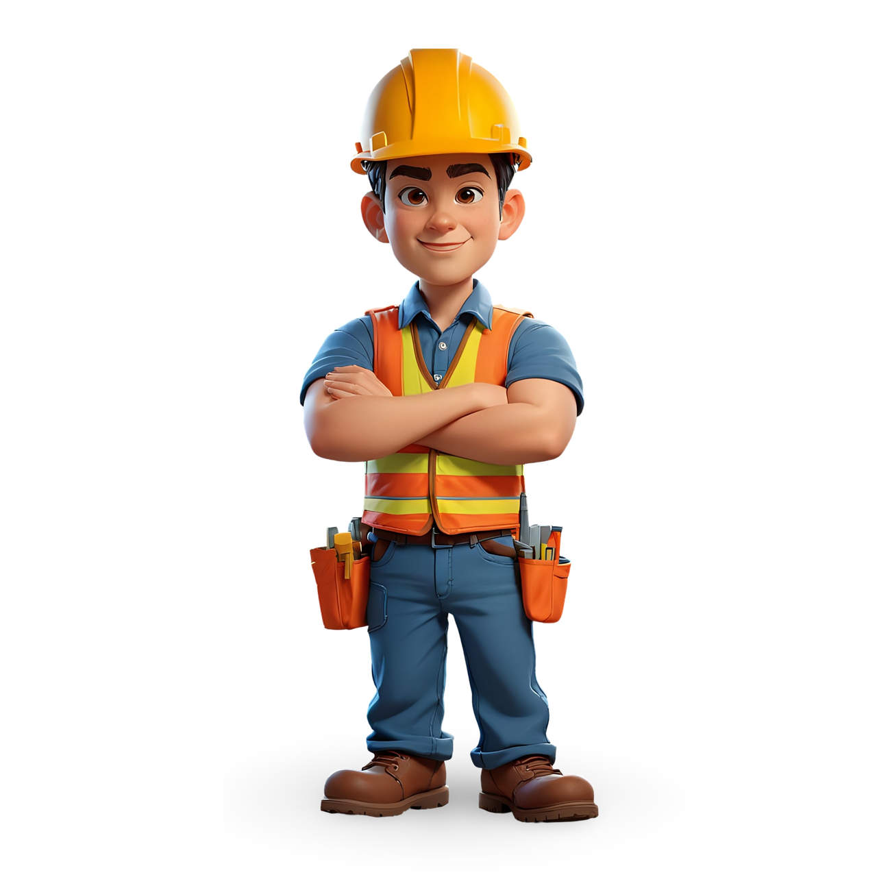 The Cartoon Construction Worker Building Awareness And Safety On The 