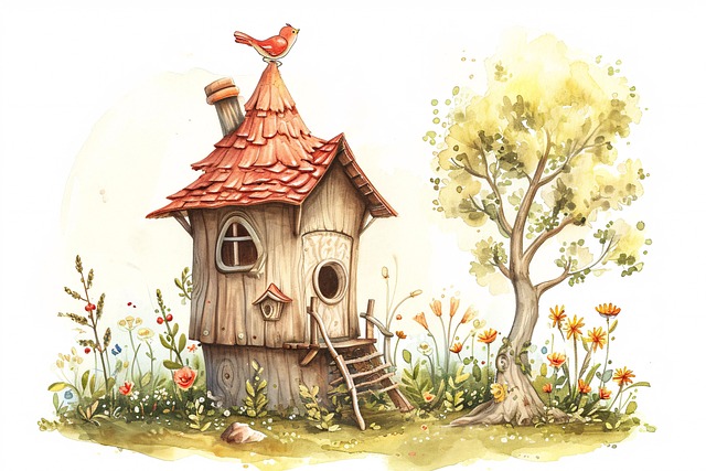 Free ai generated birdhouse bird illustration