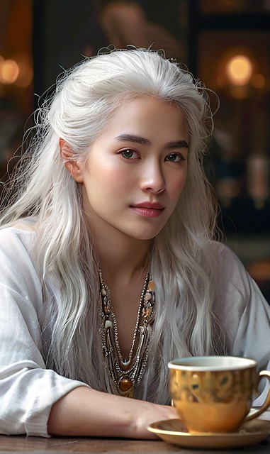 Free ai generated man white hair illustration
