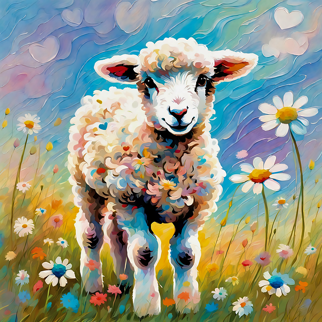 Ai Generiert, Lamm, Gänseblümchen