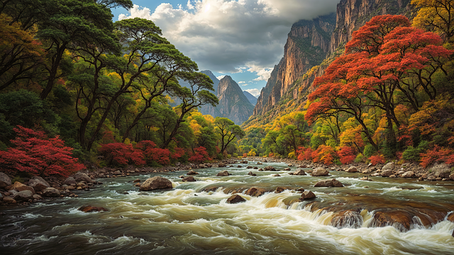 Free ai generated river forest illustration