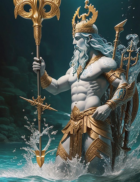 Free ai generated god poseidon illustration