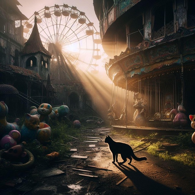Free ai generated amusement park ruins illustration