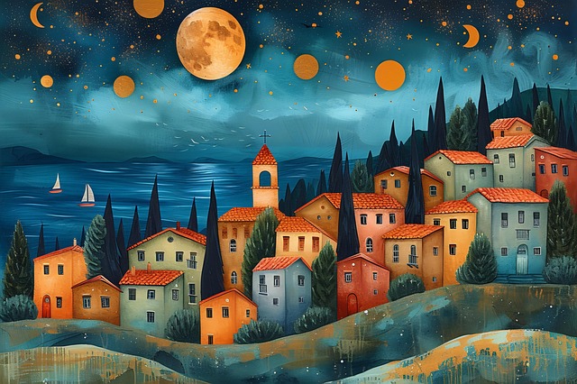 Free ai generated sea town illustration
