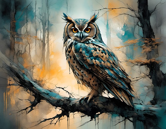 Free ai generated owl branch illustration