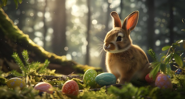 Free easter bunny rabbit eggs illustration