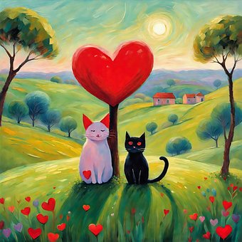 Katte, Elsker, Hjerte, Valentine