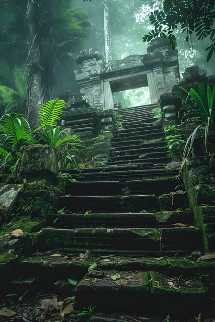 Free ai generated ancient stairs illustration