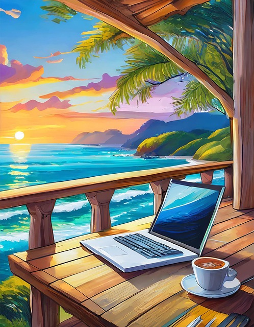 Trabalhando, De Praia, Homestay, Sol