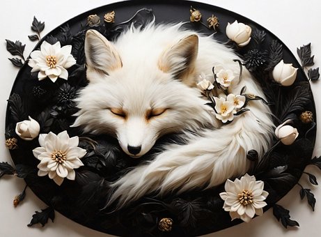 Ai Gerado, Raposa, Flor, Dorme, Animal