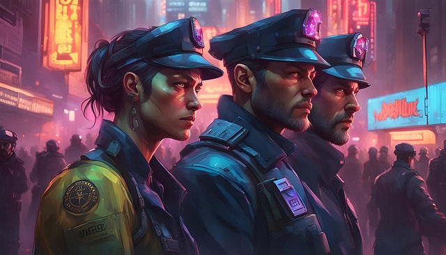 Free ai generated night patrol superior city illustration