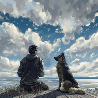Ai Генериран, Немски Шепърд, Човек, Куче
