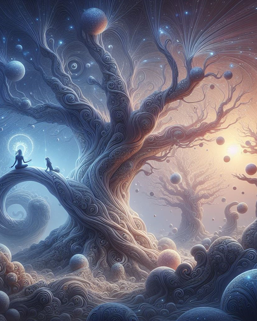 Free ancient tree planet fantasy illustration