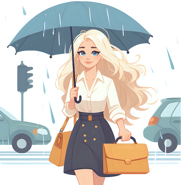 Free ai generated woman rain illustration